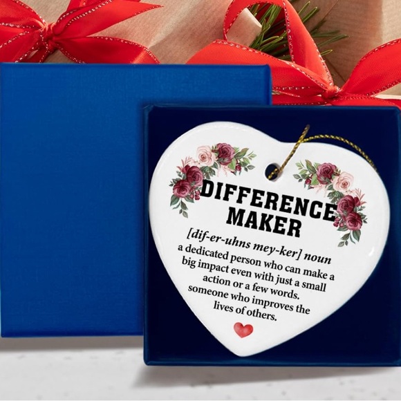 Other - Floral Heart Ornament - White with Red and Pink Roses